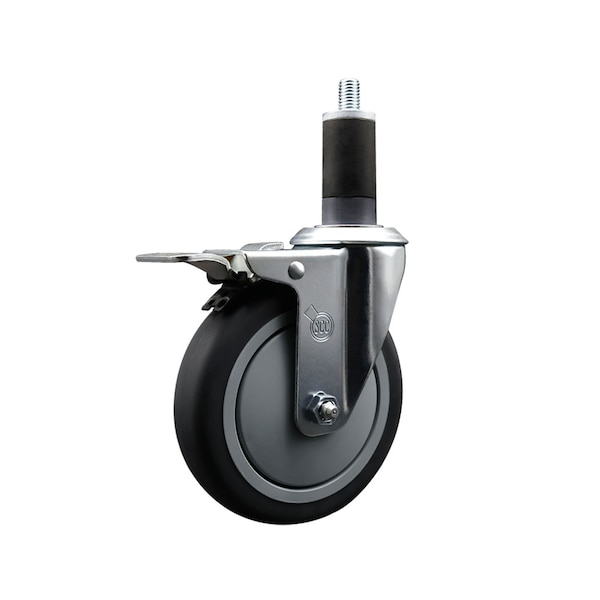 5'' Thermoplastic Rubber Swivel 1-1/4'' Expanding Stem Caster Total Lock Brake